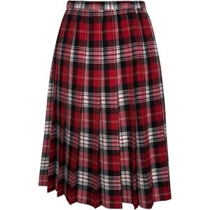 The Tog Shop Pleated Skirt Size 16 Red Plaid Tartan Midi Elastic Waist Vtg Retro